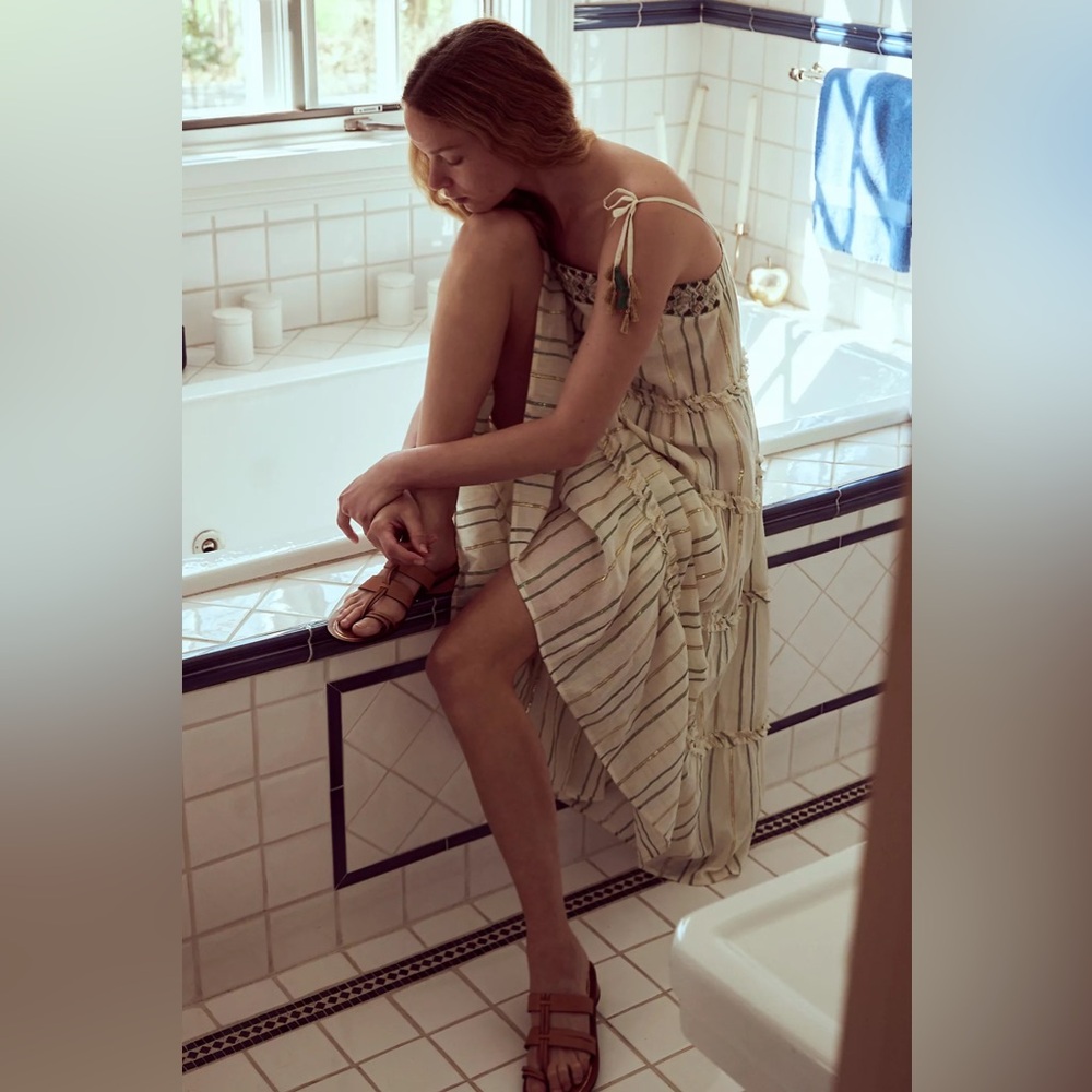 Anthropologie Ranna Gill Safa Tiered Shimmer Midi Dress
